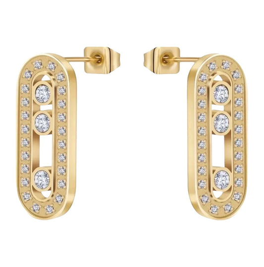 Stålörhängen med 18K förgyllning och CZ 19MM