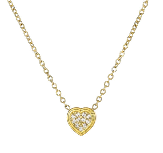 Stålhalsband med 18K förgyllning och CZ 40+5 cm