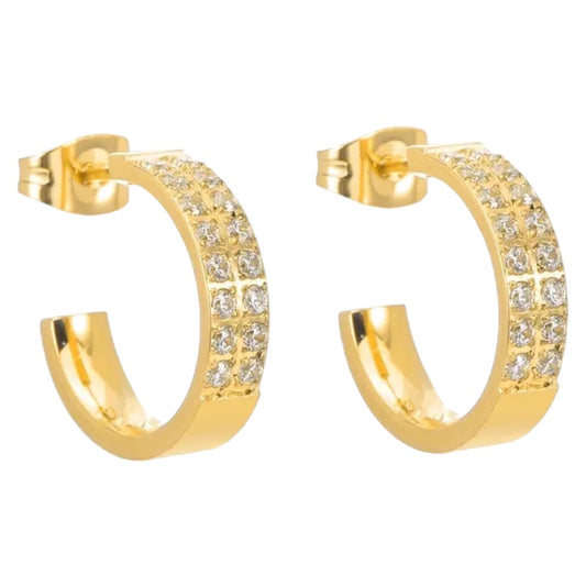 Stålörhängen med 18K förgyllning och CZ 16MM