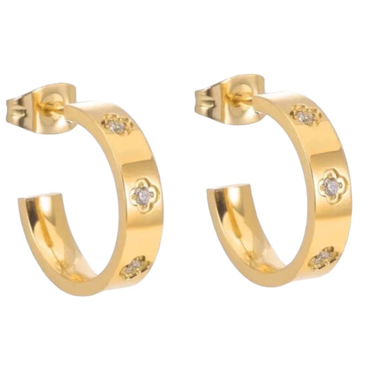 Stålörhängen med 18K förgyllning och CZ 16MM