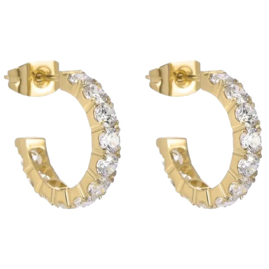 Stålörhängen med 18K förgyllning och CZ 16MM