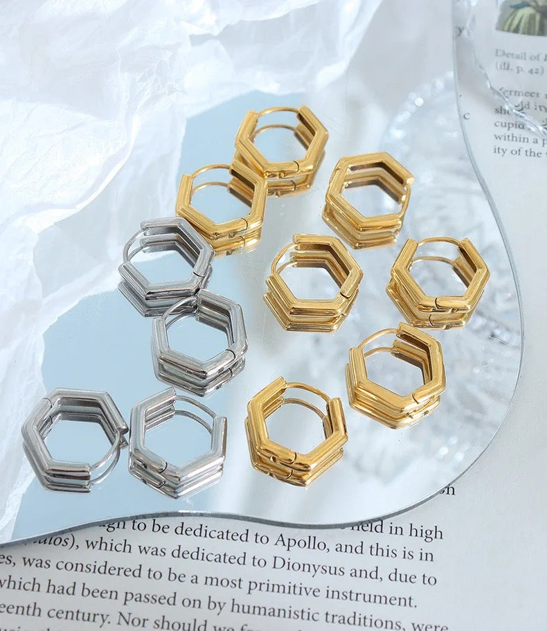 Stålörhängen med 18K förgyllning 14MM / 15MM