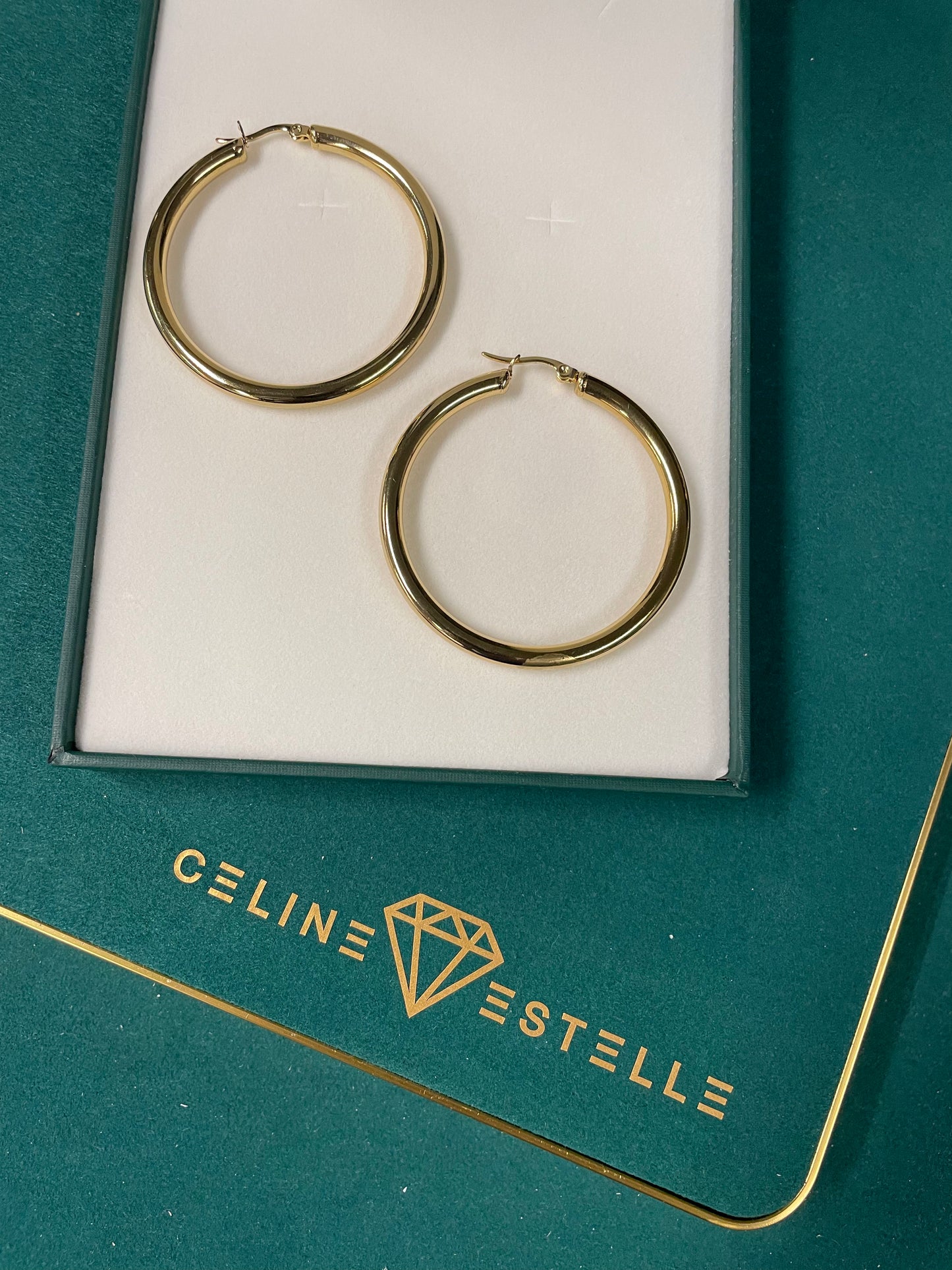 Stålörhängen med 18K förgyllning 50MM / 40MM / 30MM (Tjocklek: 4MM)