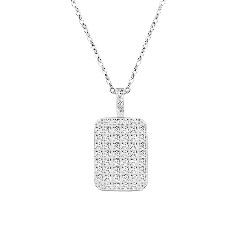 Stålhalsband med CZ 42+5 cm