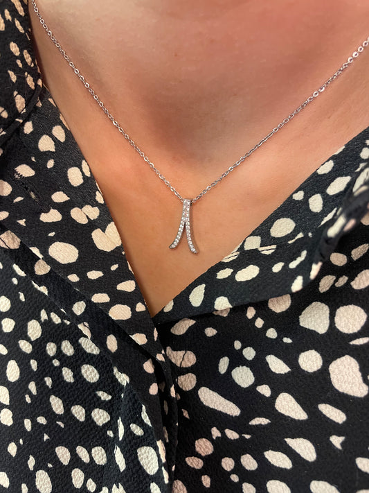 Stålhalsband med CZ 42+5 cm