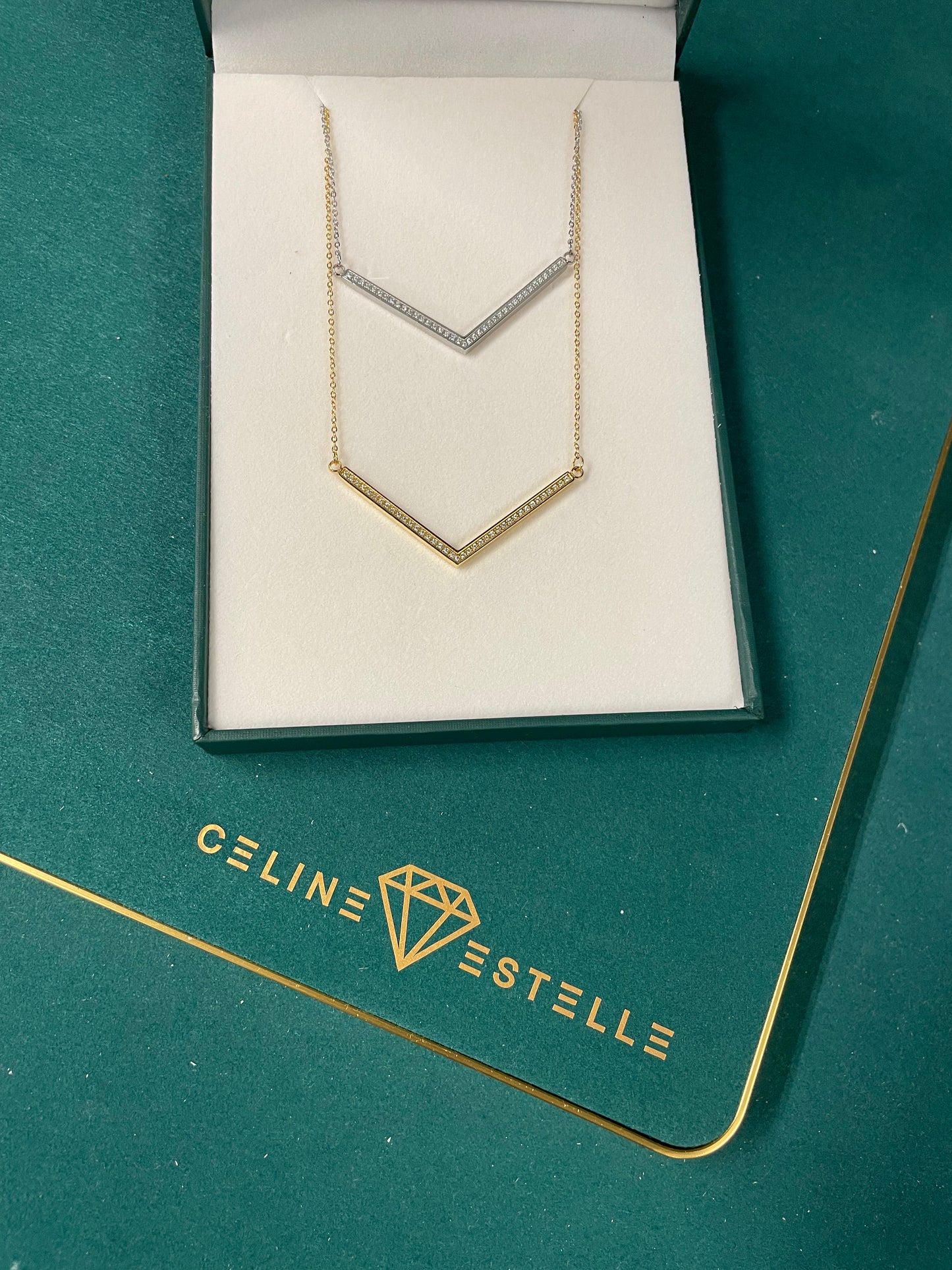 Stålhalsband med 18K förgyllning och CZ 40+5 cm