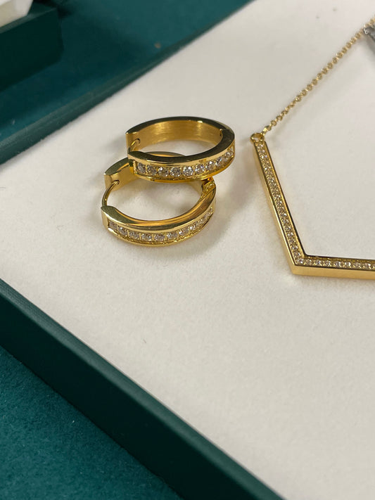 Stålörhängen med 18K förgyllning och CZ 20MM