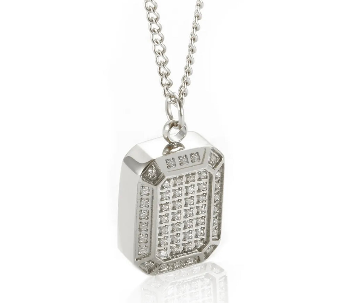 Stålhalsband med CZ 40+5 cm