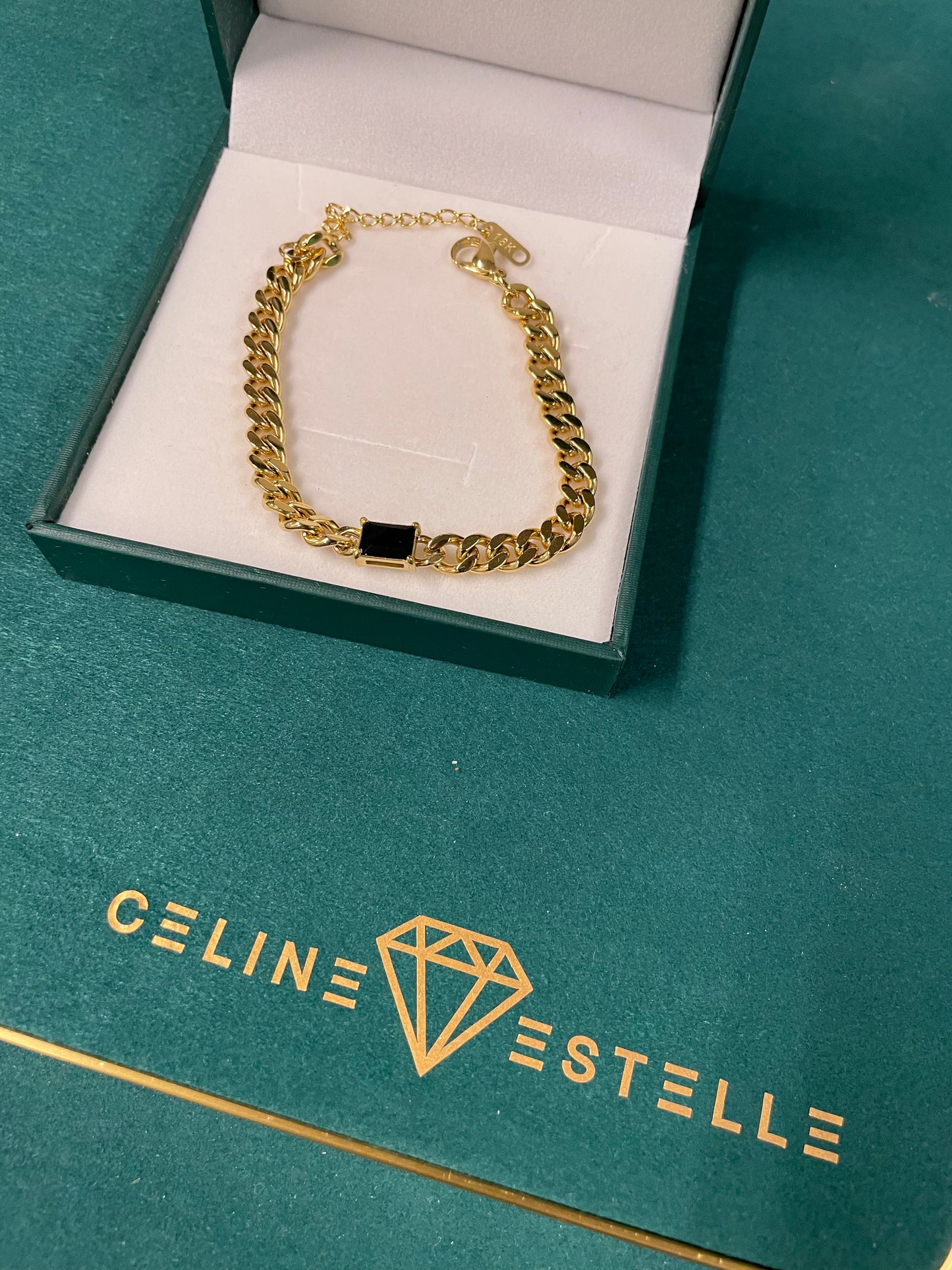 Stålarmband med 18K förgyllning och CZ 16+4 cm