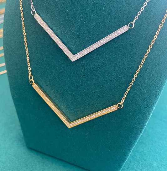 Stålhalsband med CZ 40+5 cm