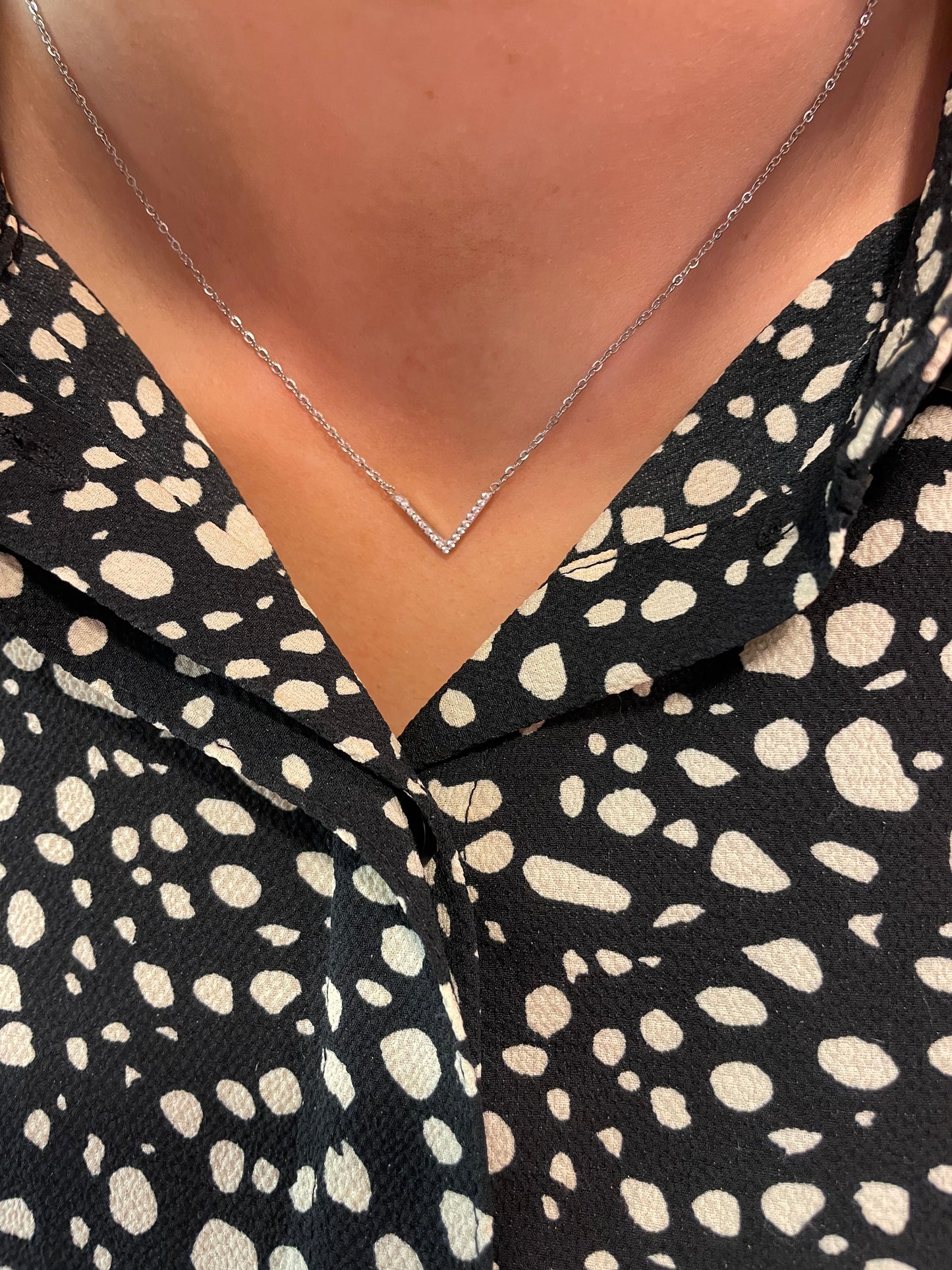 Stålhalsband med CZ 42+5 cm