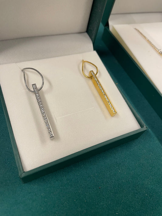 Stålhalsband med CZ 45 cm