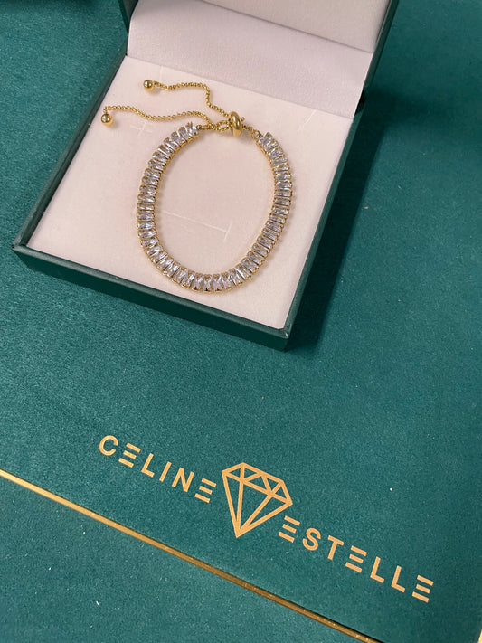 Stålarmband med 18K förgyllning och CZ - Reglerbar