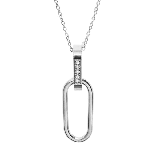 Stålhalsband med CZ 42+5 cm