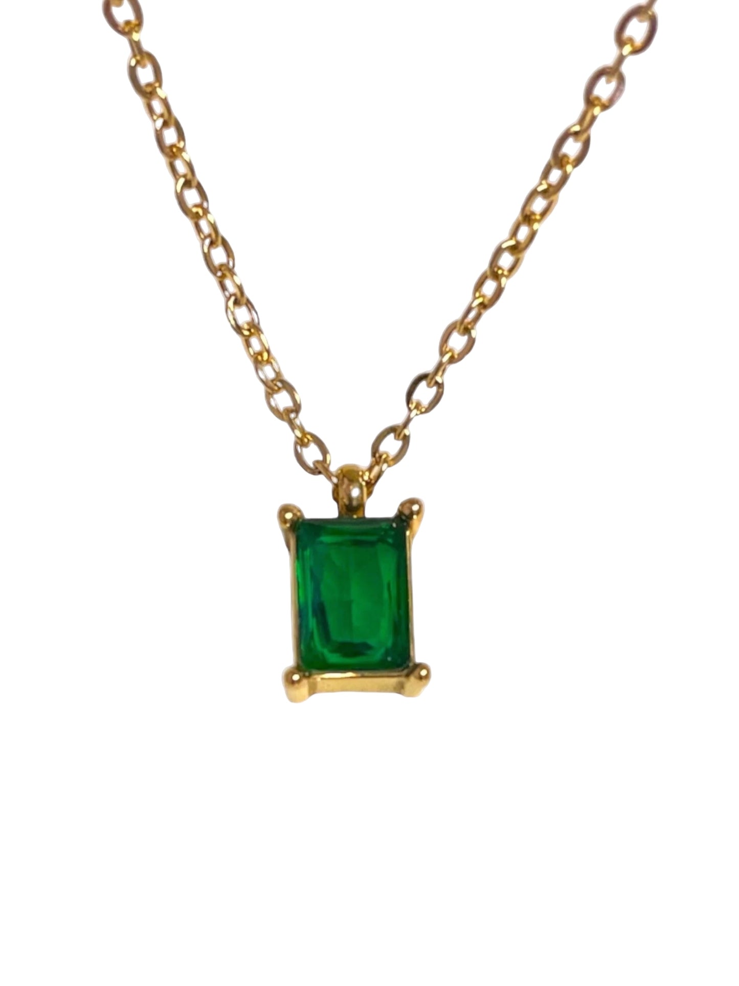 Stålhalsband med 18K förgyllning och CZ 40+5 cm