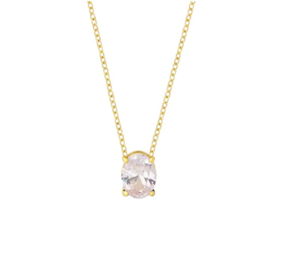 Stålhalsband med 18K förgyllning och CZ 40+5 cm
