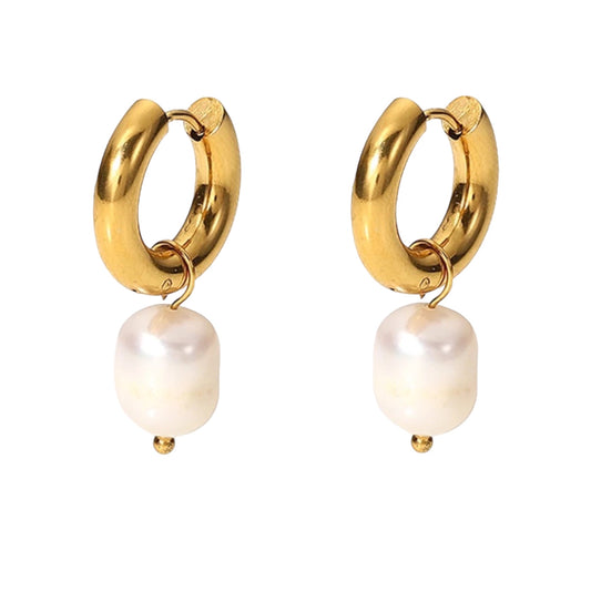 Stålörhängen med 18K förgyllning och Sötvattenpärlor