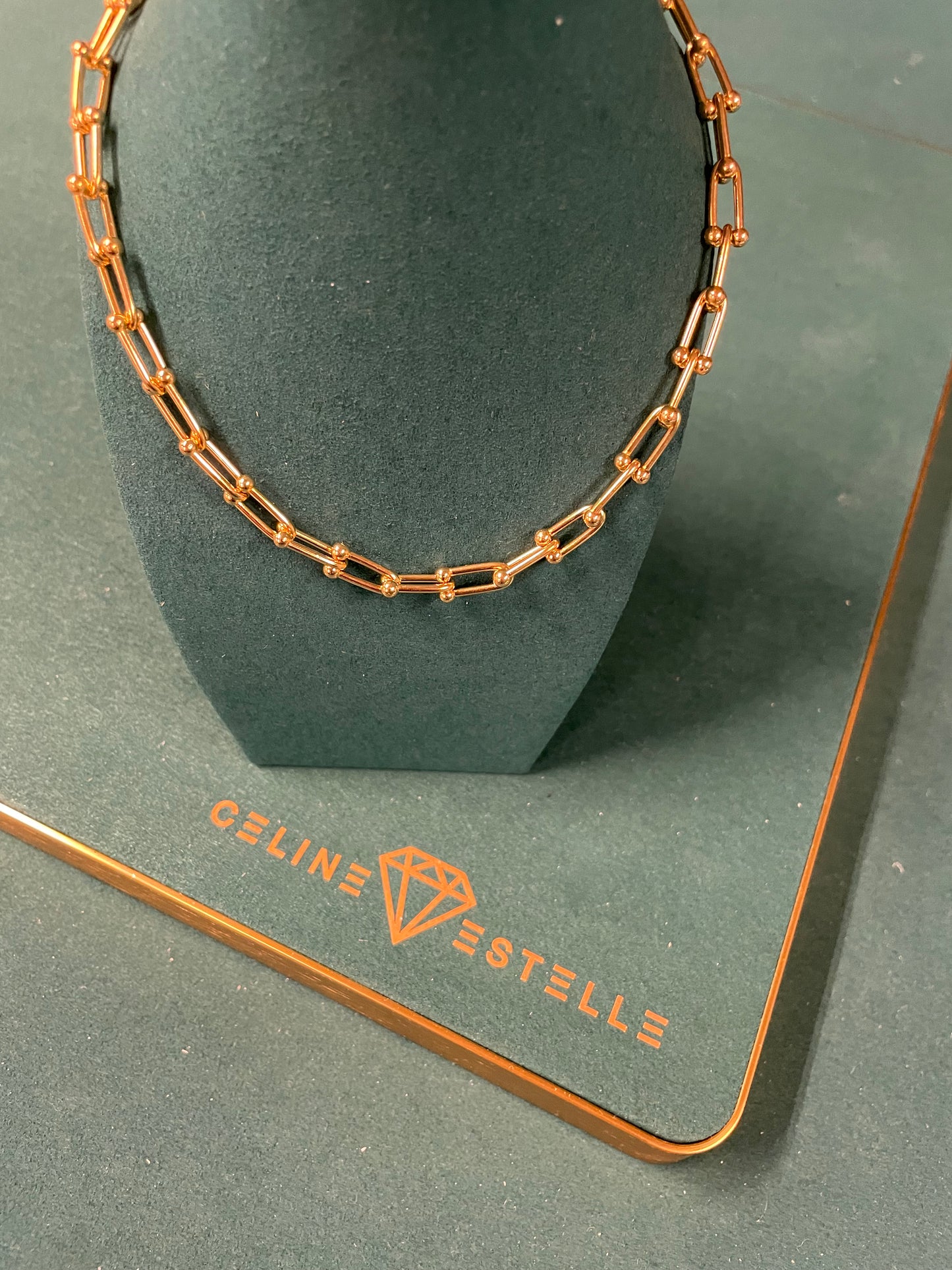 Stålhalsband med 18K förgyllning 40+5 cm