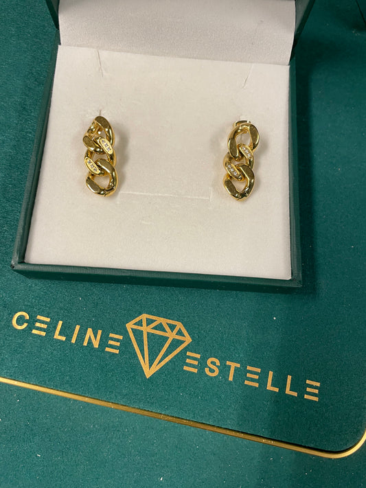 Stålörhängen med 18K förgyllning och CZ 25MM