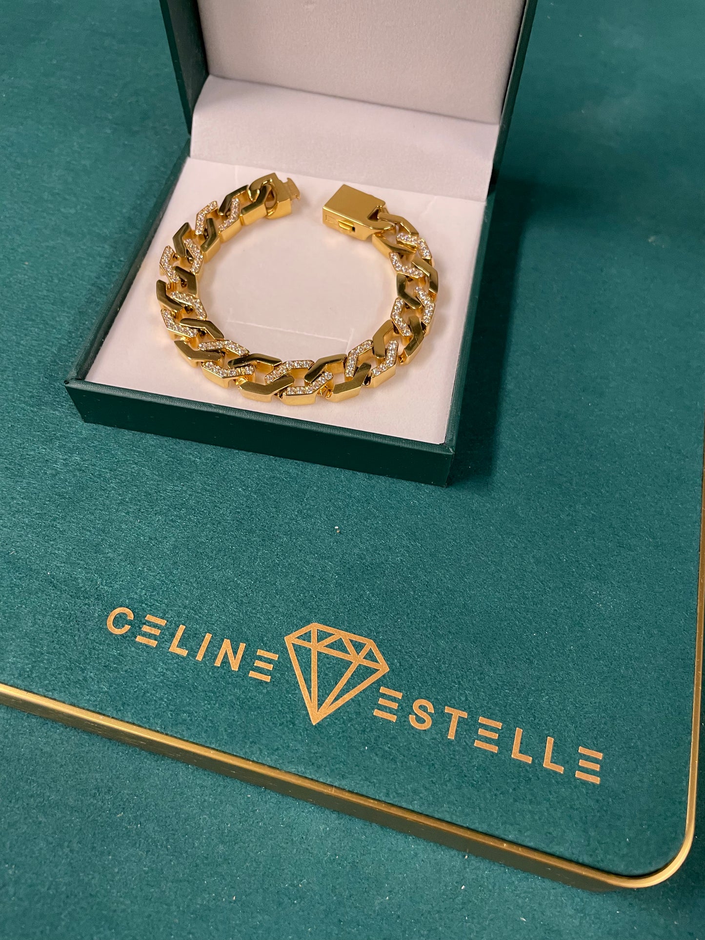 Stålarmband med 18K förgyllning och CZ 19CM / 17,5CM