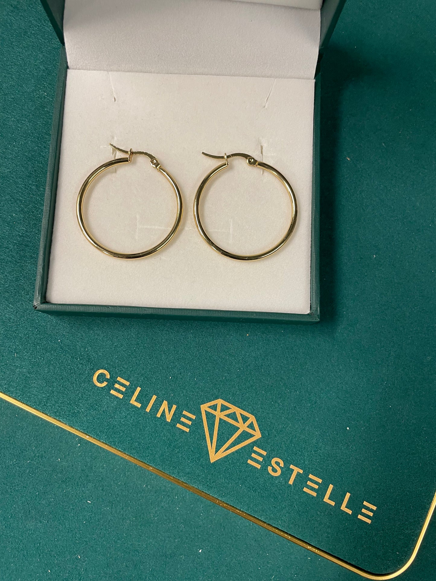 Stålörhängen med 18K förgyllning 70MM / 60MM / 50MM / 40MM / 30MM (Tjocklek: 2MM)