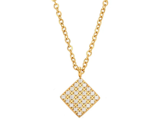 Stålhalsband med 18K förgyllning och CZ 40+5 cm