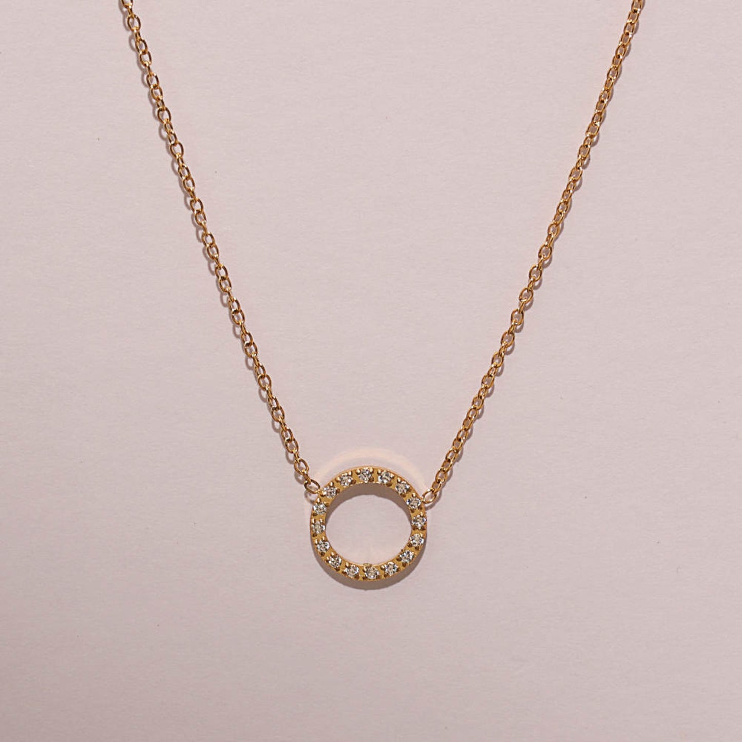 Stålhalsband med 18K förgyllning och CZ 42+5 cm