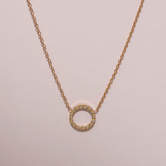 Stålhalsband med 18K förgyllning och CZ 42+5 cm