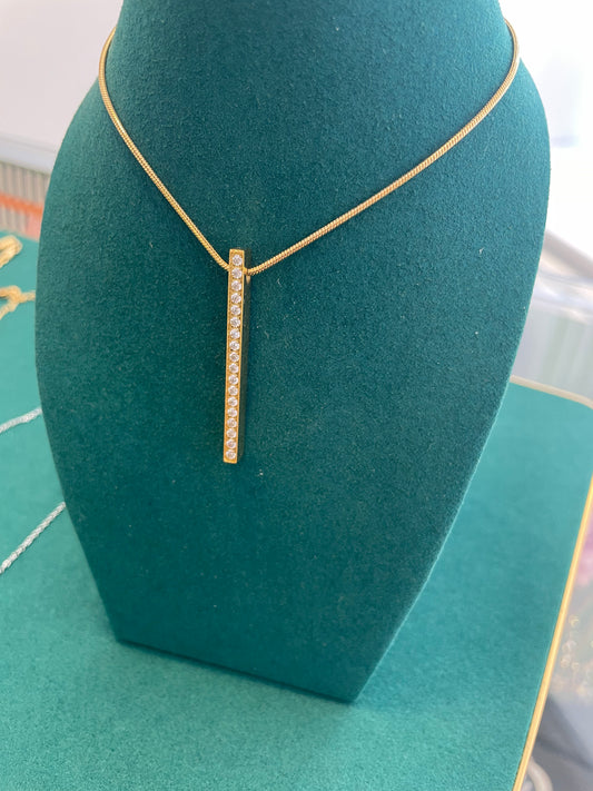 Stålhalsband med 18K förgyllning och CZ 45 cm