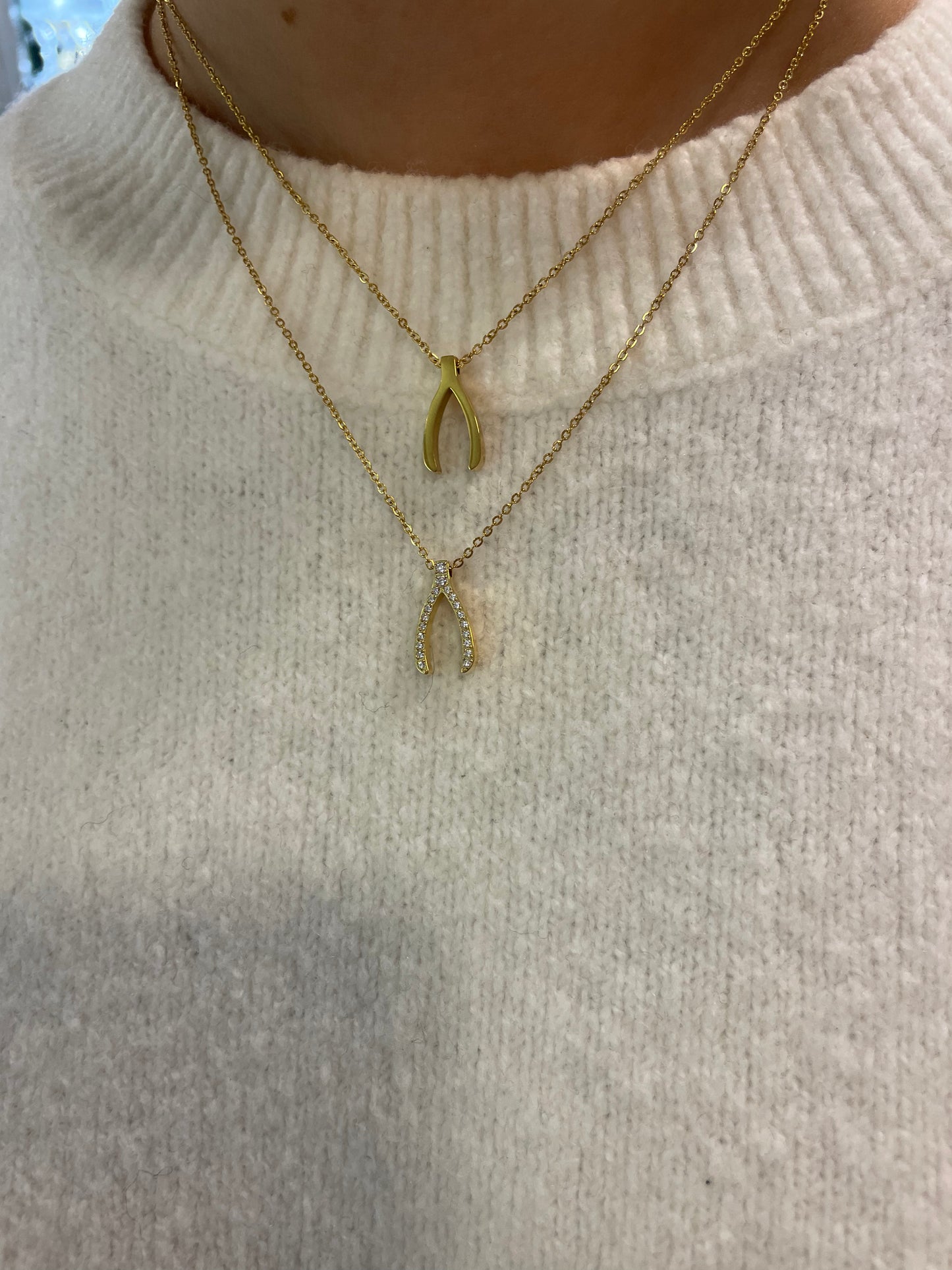 Stålhalsband med 18K förgyllning och CZ 42+5 cm