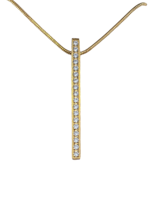 Stålhalsband med 18K förgyllning och CZ 45 cm