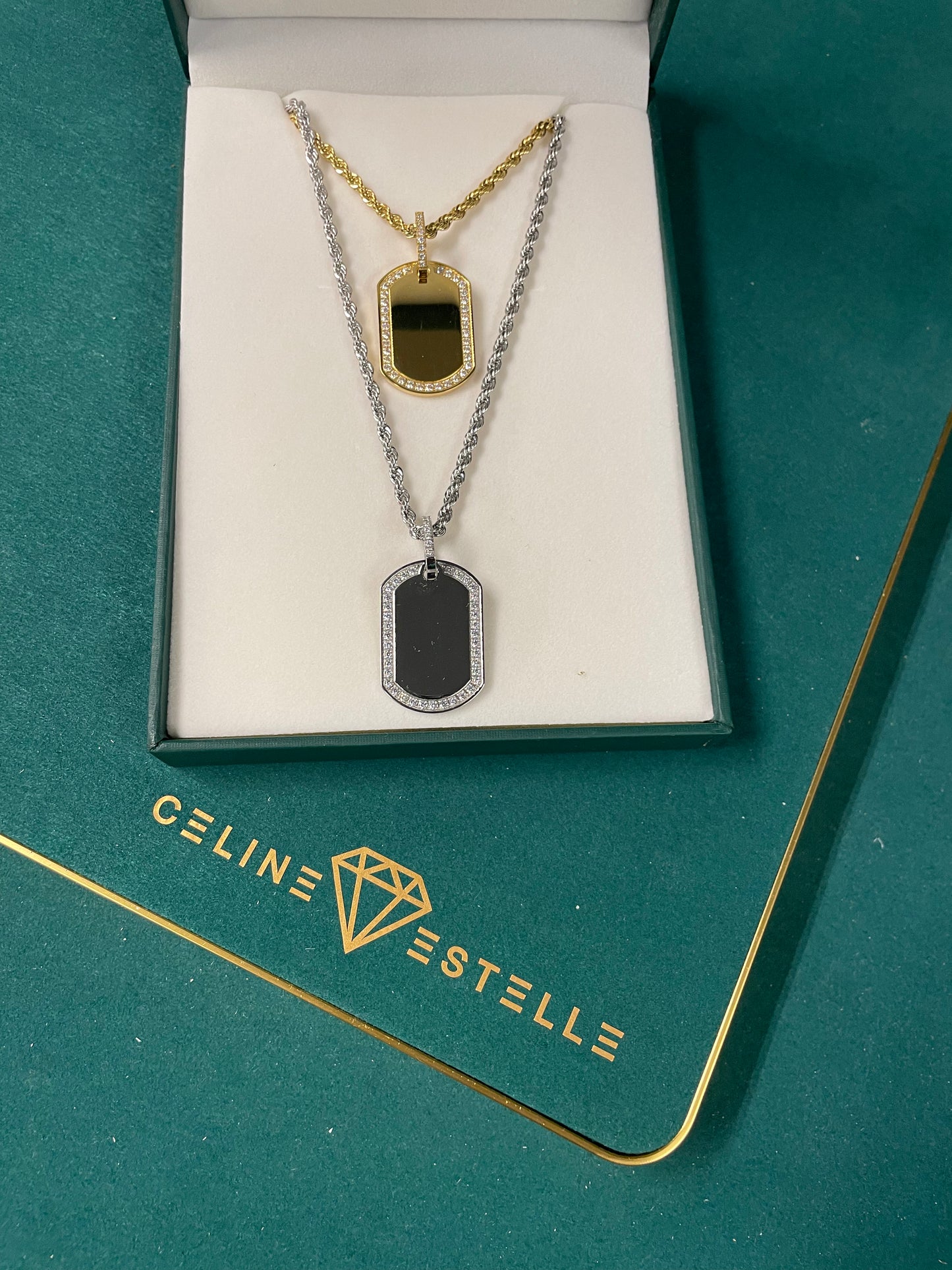 Stålhalsband med 18K förgyllning och CZ 40+5 cm