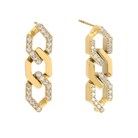 Stålörhängen med 18K förgyllning och CZ 33MM