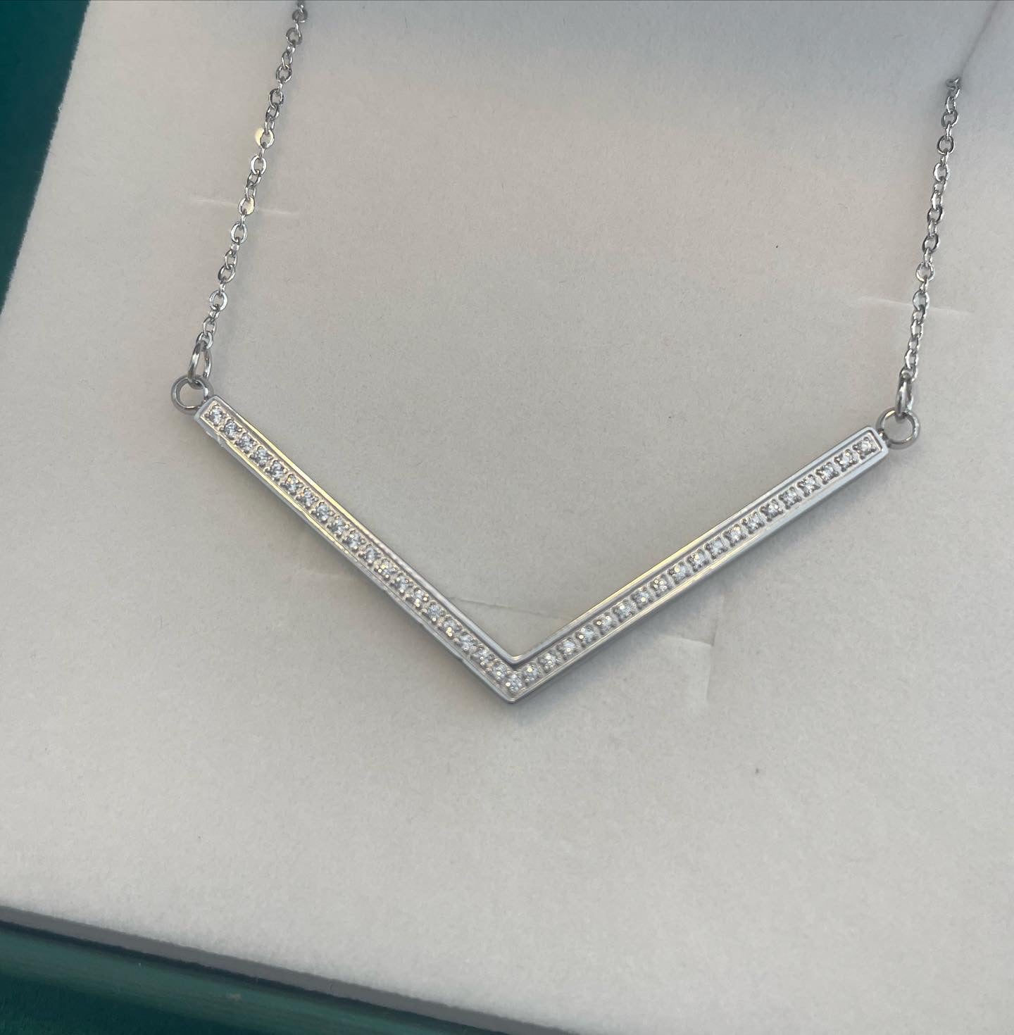 Stålhalsband med CZ 40+5 cm