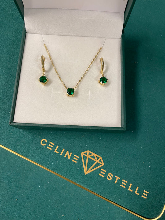 Stålhalsband med 14K förgyllning och CZ 40+5 cm