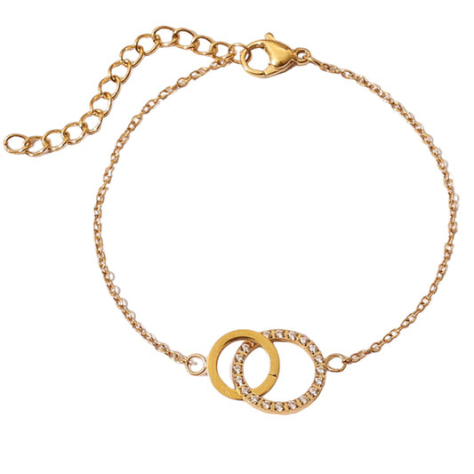 Stålarmband med 18K förgyllning och CZ 16+4 cm