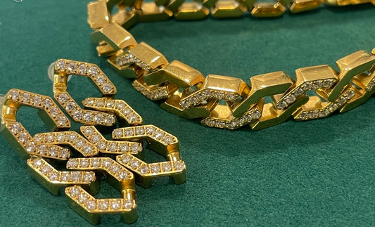 Stålörhängen med 18K förgyllning och CZ 33MM