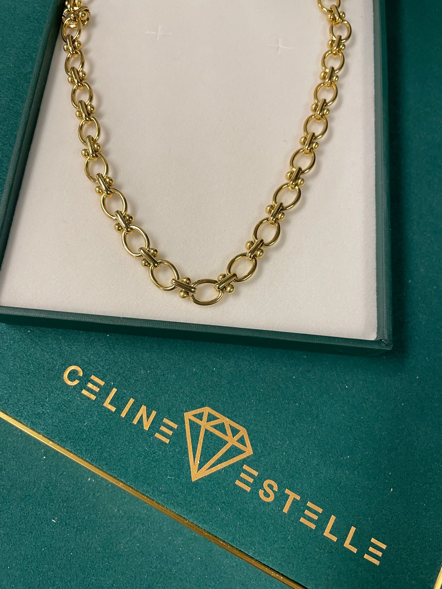 Stålhalsband med 18K förgyllning 40+5 cm