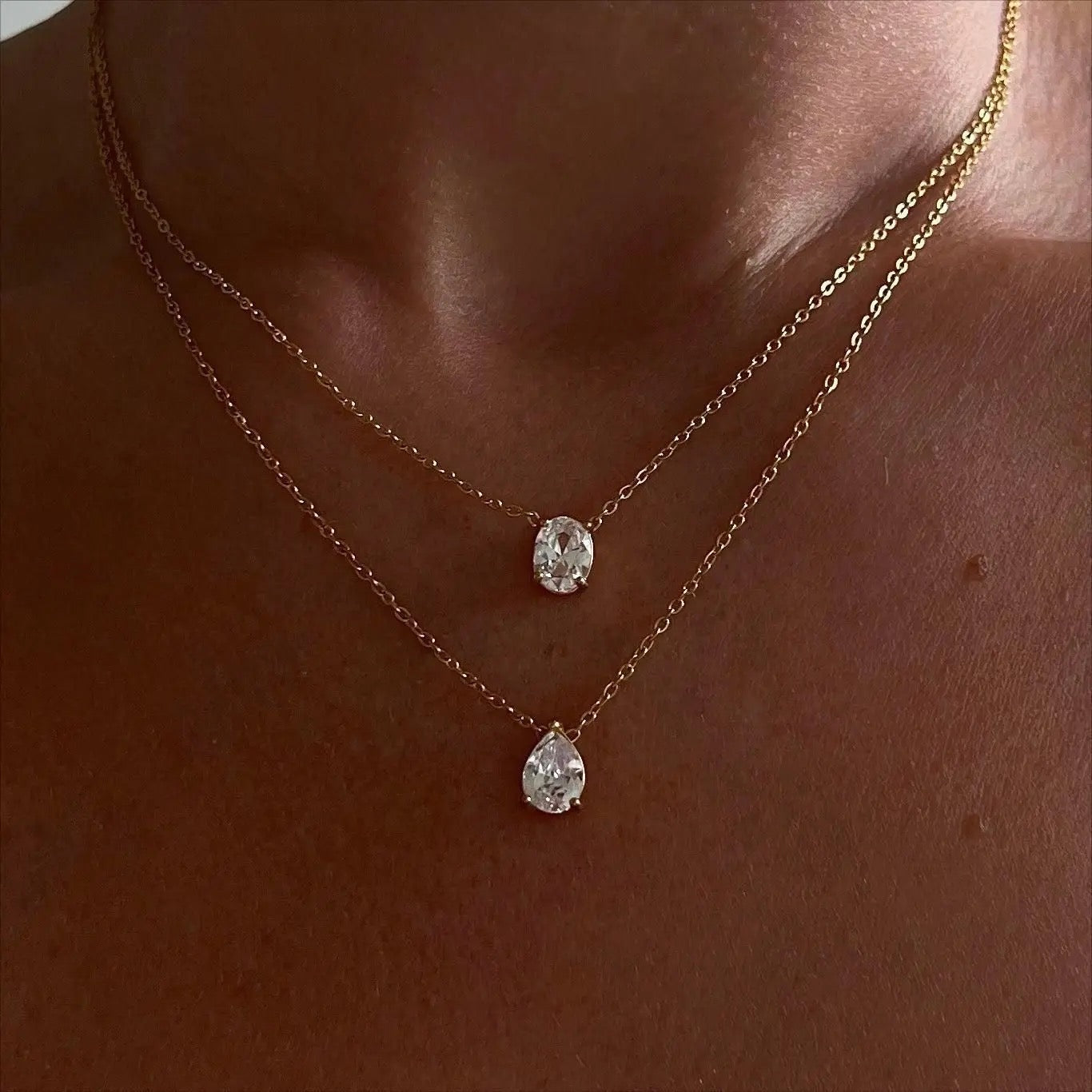 Stålhalsband med 18K förgyllning och CZ 40+5 cm