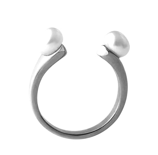 Stålring med Sötvattenpärlor - Reglerbar