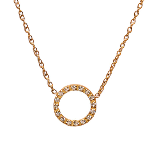 Stålhalsband med 18K förgyllning och CZ 42+5 cm