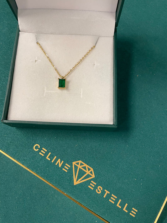 Stålhalsband med 18K förgyllning och CZ 40+5 cm