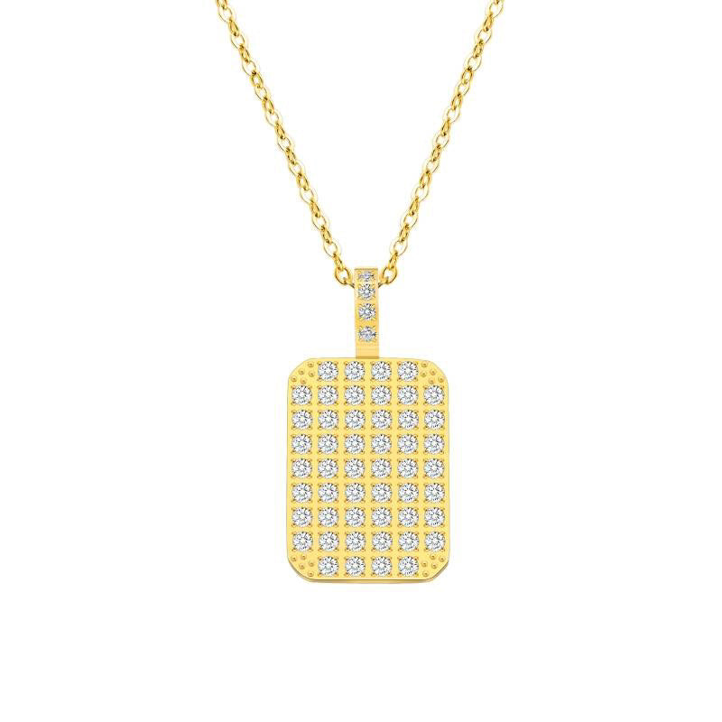Stålhalsband med 18K förgyllning och CZ 42+5 cm