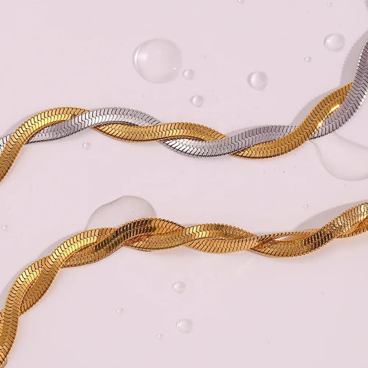 Stålarmband med 18K förgyllning 15+5 cm