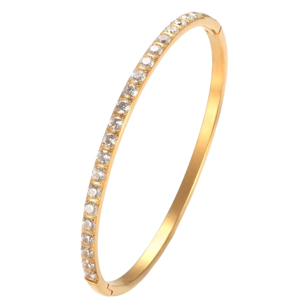 Stålarmband med 18K förgyllning och CZ (4 MM)