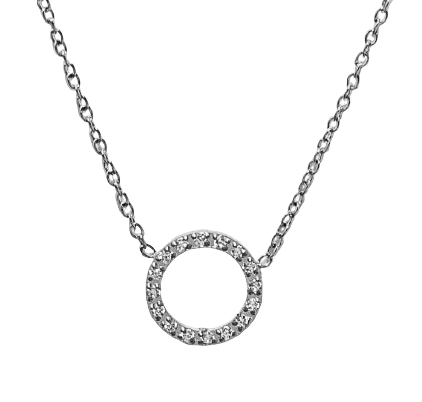 Stålhalsband med CZ 42+5 cm