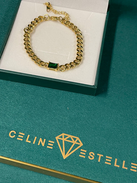 Stålarmband med 18K förgyllning och CZ 16+4 cm