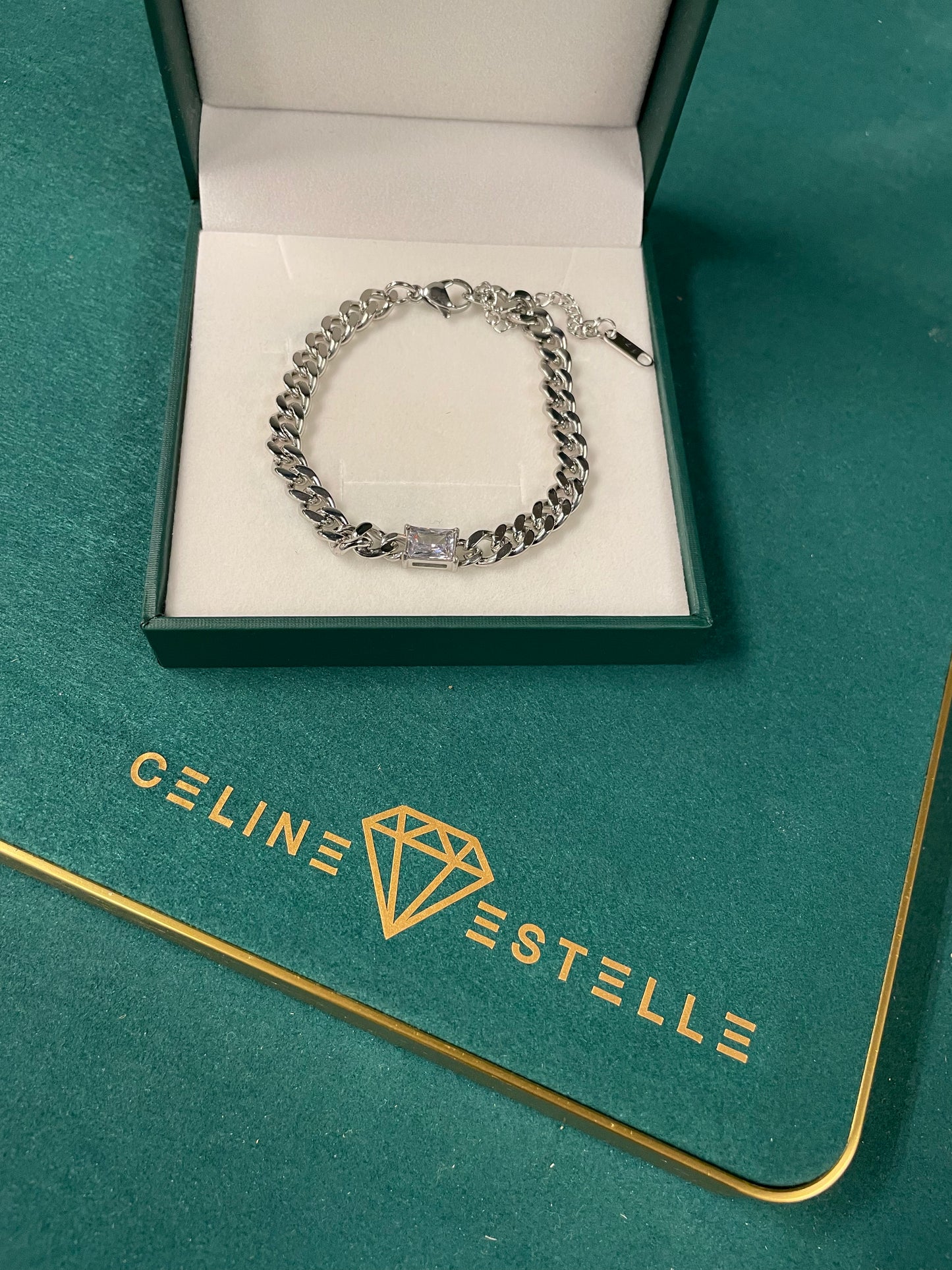 Stålarmband med CZ 16+4 cm