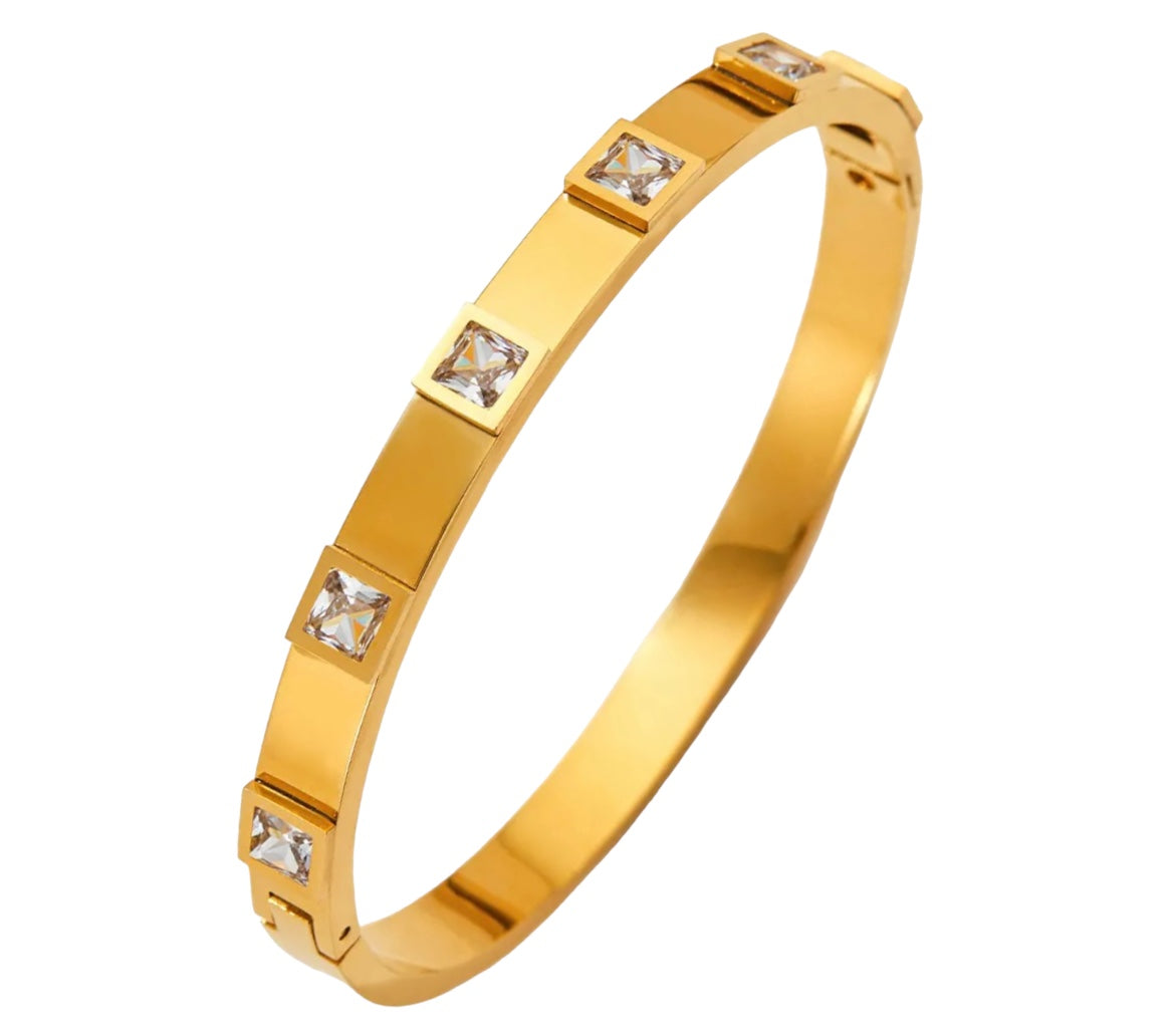Stålarmband med 18K förgyllning och CZ (6 MM)