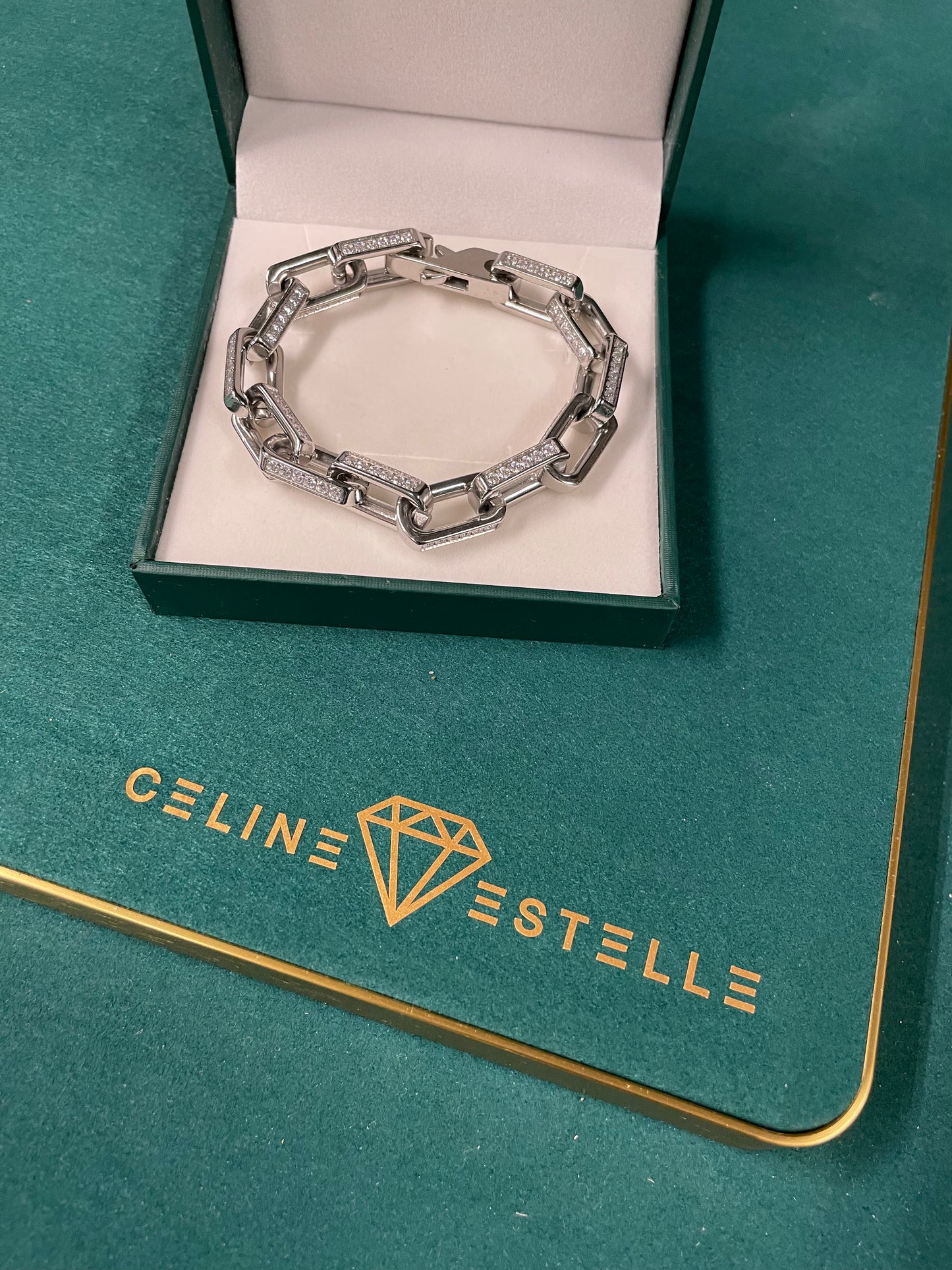 Stålarmband med CZ 19 cm